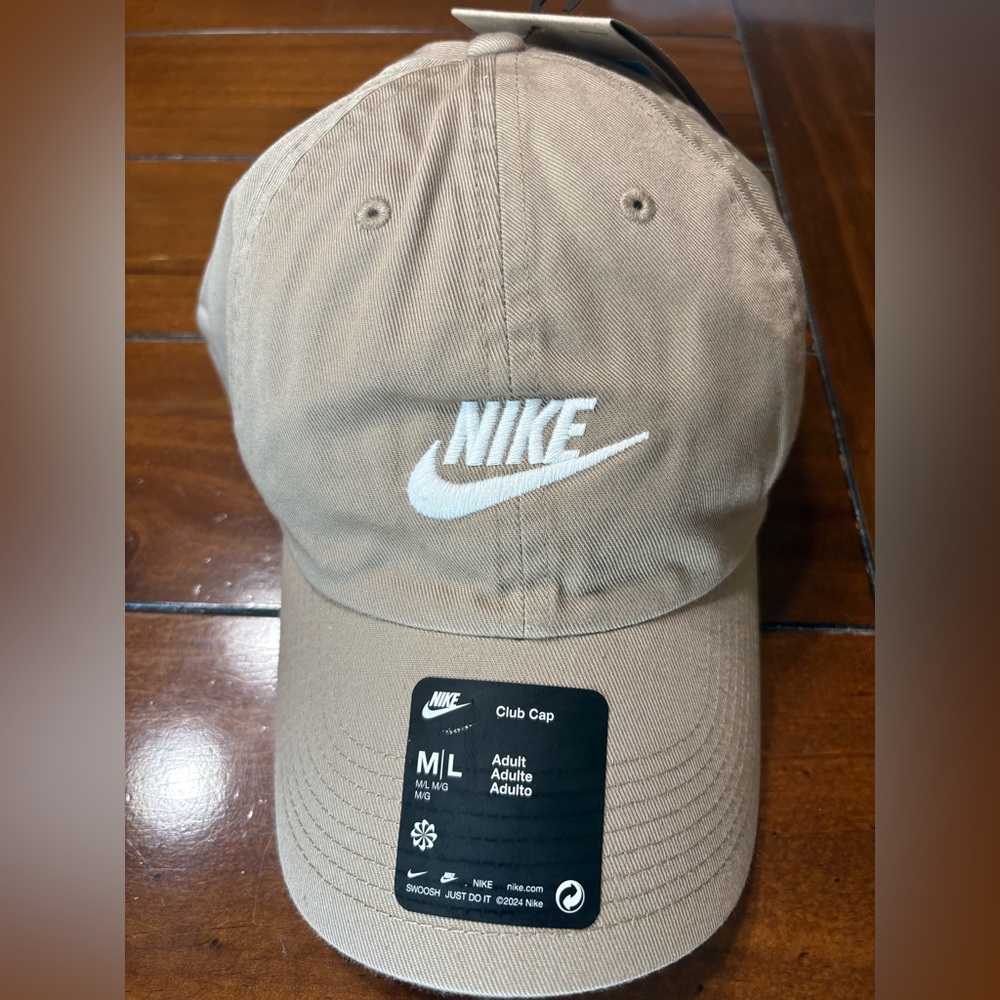 Nike Tan Baseball Club Cap with White Swoosh Embroidery NEW